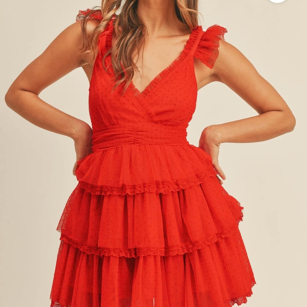 Ruffle Red Mini Dress